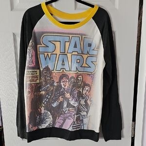 Star Wars Long-Sleeve Top - Black, White & Yellow Trim